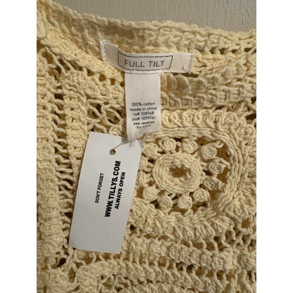 Tilly’s Crochet Cotton Cropped Tank Top cream Sleeveless Wide Strap Size L - Picture 8 of 9